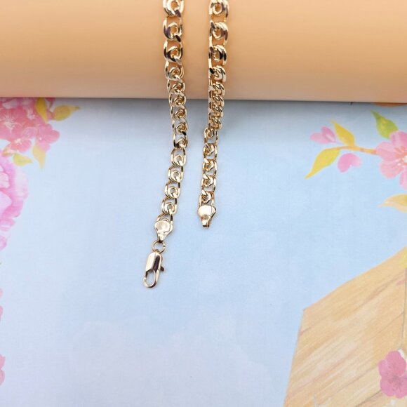 Polished Rose Gold Round Curb Chain Necklace, 19.7 Inch Unisex, XPNL0087 - Picture 9 of 12